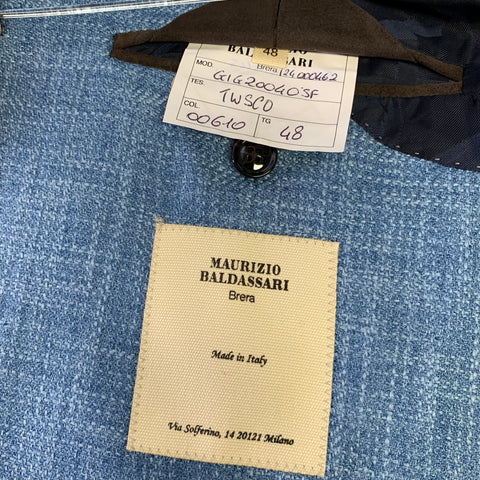 MAURIZIO BALDASSARI Chest Size 40  Blue Heather Cashmere / Cotton Sport Coat