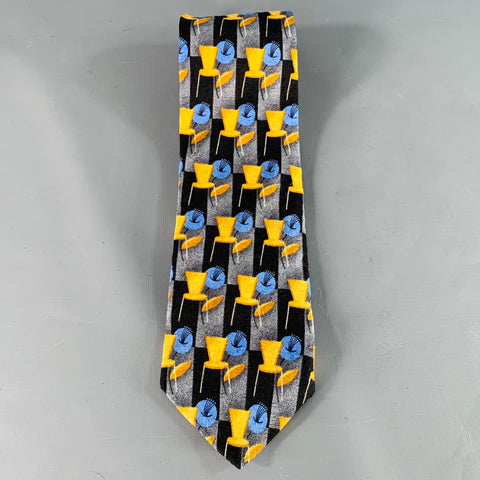 ERMENEGILDO ZEGNA Multi Color Abstract Chairs Silk Tie