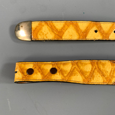 NO BRAND Size 38 Brown Yellow Mixed Fabrics Leather Belt