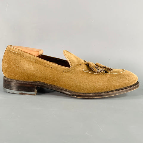 SID MASHBURN Size 11.5 Tan Suede Tassels Loafers