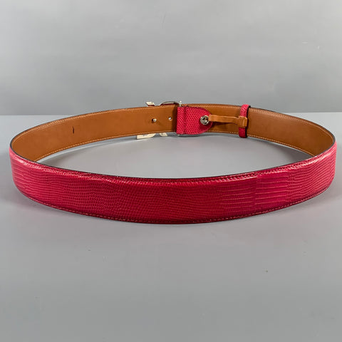 BILLIONAIRE COUTURE Size 40 Pink Textured Lizard Leather Belt