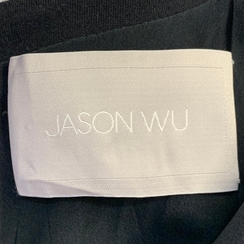 JASON WU Size 6 Black White Color Block Short Sleeve Peplum Pleated Cocktail Dress