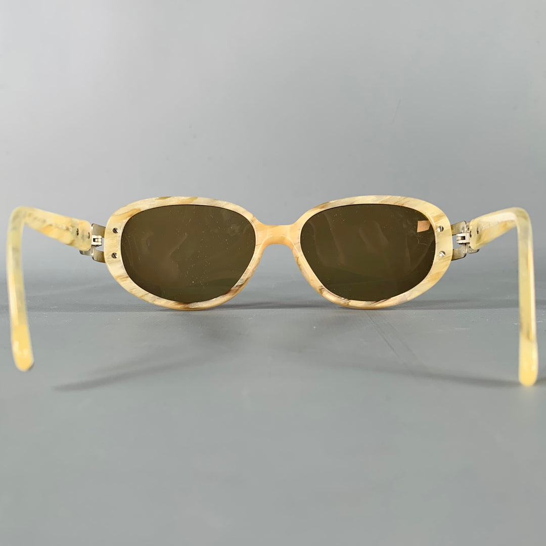 CAROLINA HERRERA Beige Silver Acetate Metal Readers Frames