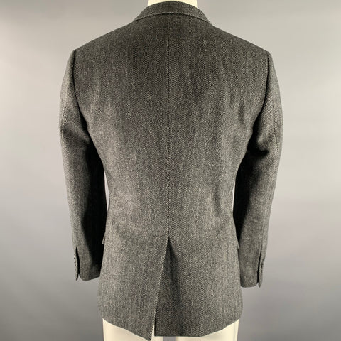 ARMANI EXCHANGE Grey Black Herringbone Cashmere Wool Peak Lapel Sport Coat