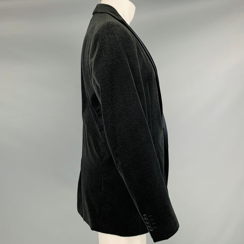 SALVATORE FERRAGAMO Size 40 Black Nailhead Cotton Velvet Sport Coat