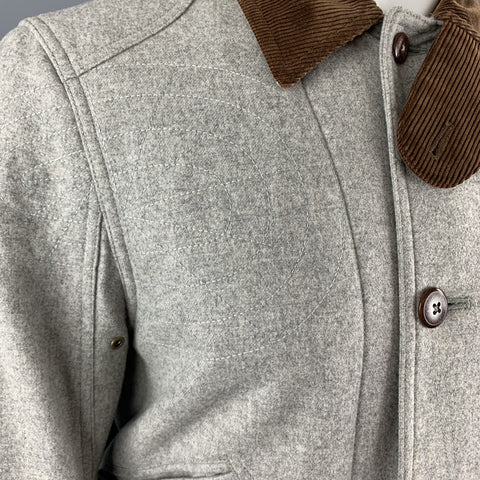 RALPH LAUREN M Light Grey Heather Brown Corduroy Collar Hunter Jacket
