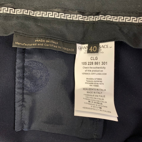 VERSACE Size 4 Navy Viscose Blend Tapered Dress Pants