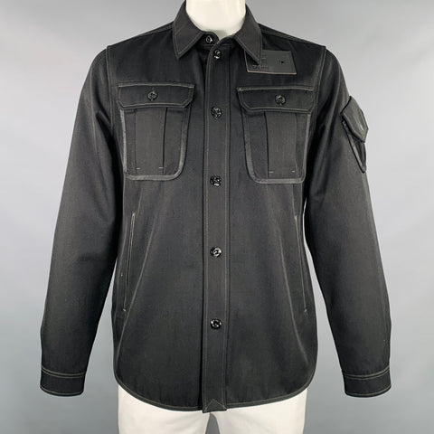 G-STAR Size L Black Twill Virgin Wool Polyester Trucker Jacket