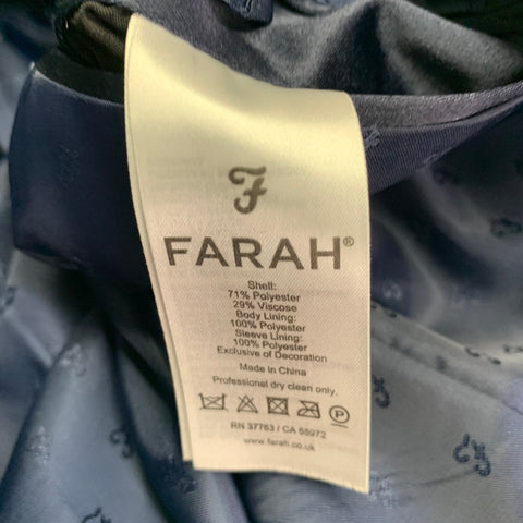 FARAH Size 42 Regular Navy Blue Plaid Polyester Blend Slim Fit Sport Coat