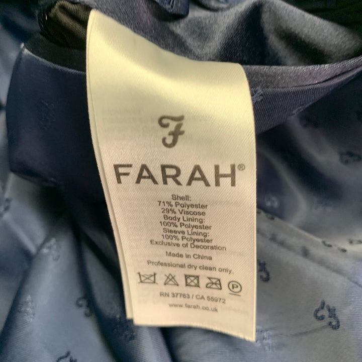 FARAH Size 42 Regular Navy Blue Plaid Polyester Blend Slim Fit Sport Coat