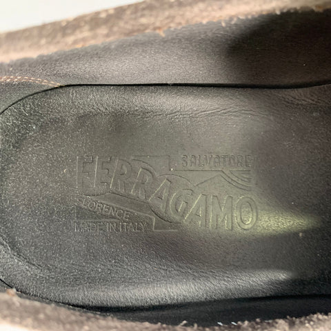 SALVATORE FERRAGAMO Size 11 Brown Suede Loafers