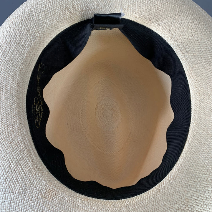 BORSALINO Size S Beige Black Straw Fedora