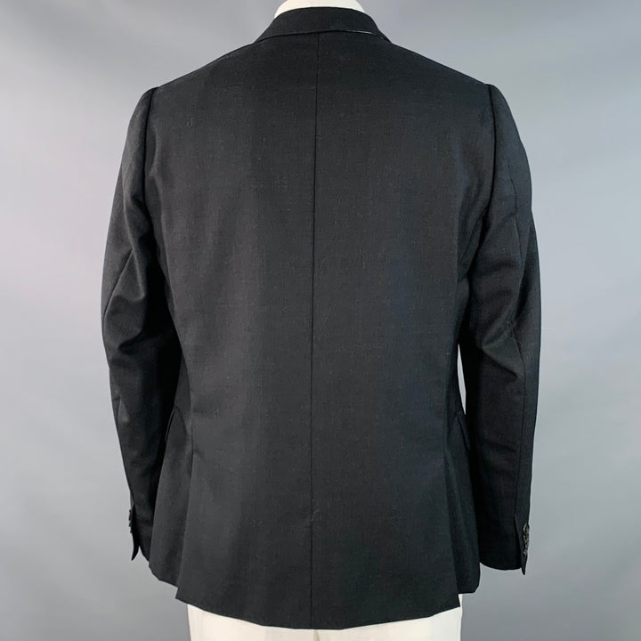 PAUL SMITH Size 44 Regular Soho Black Twill Wool Notch Lapel Sport Coat