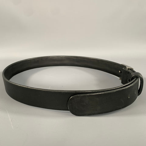 TOD'S Size 38 Black Silver Solid Leather Belt