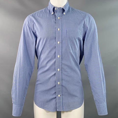 GITMAN VINTAGE Size M Blue White Checkered Cotton One Pocket Long Sleeve Shirt