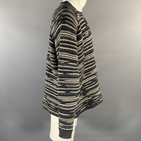 JAN-JAN VAN ESSCHE Size S Grey White Knit Linen Crew-Neck Sweater