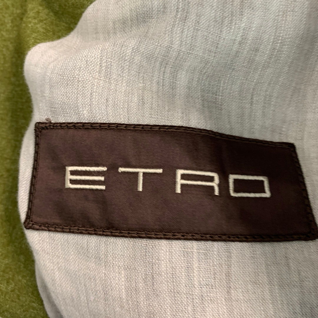 ETRO Size 44 Heather Green Wool Blend Peak Lapel Sport Coat
