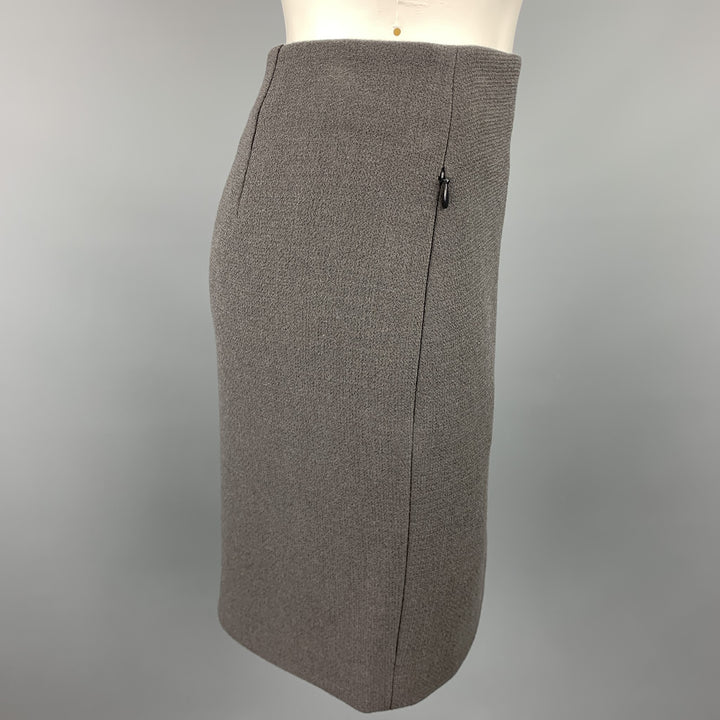 AKRIS Size 4 Grey Wool Back Pencil Skirt