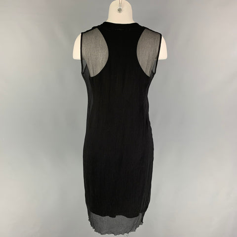 PORTS 1961 Size 4 Black Viscose Blend Wrinkled Double Layer Dress