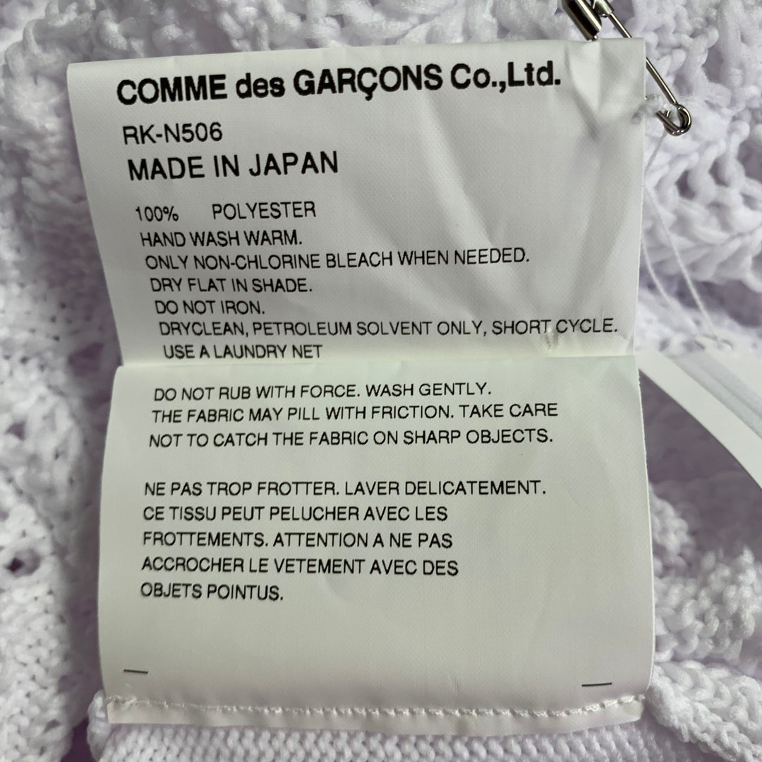 COMME des GARCONS 2022 Size L White Cable Knit Polyester Crew Neck Sweater