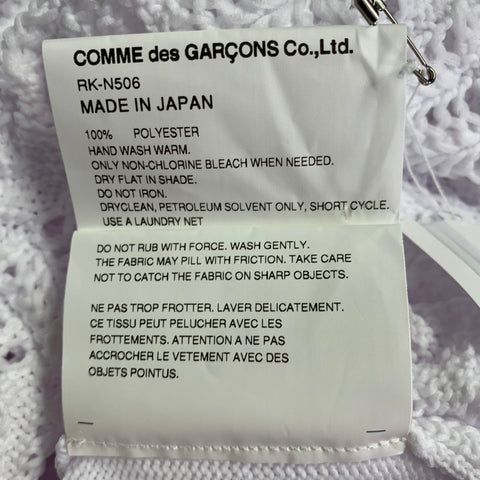 COMME des GARCONS 2022 Size L White Cable Knit Polyester Crew Neck Sweater