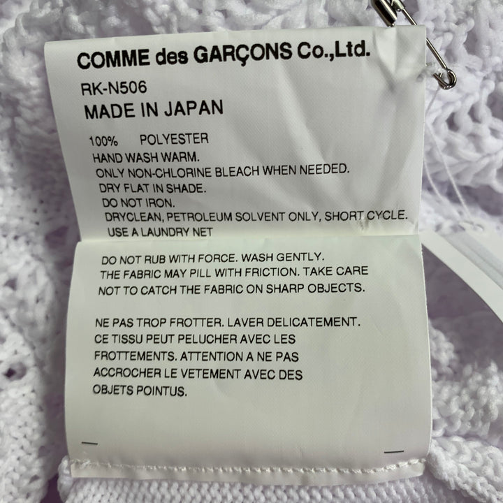 COMME des GARCONS 2022 Size L White Cable Knit Polyester Crew Neck Sweater