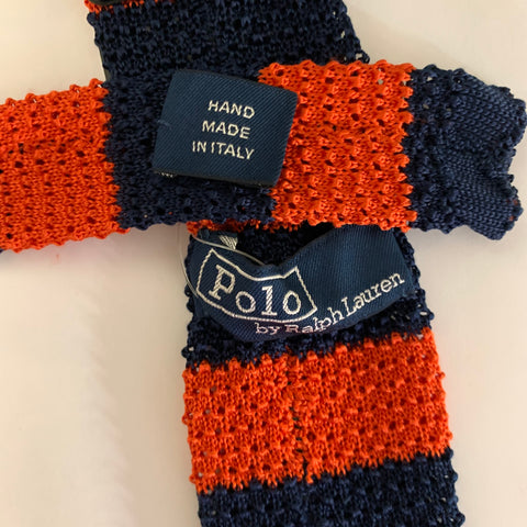 POLO by RALPH LAUREN Orange Blue Knit Silk Tie