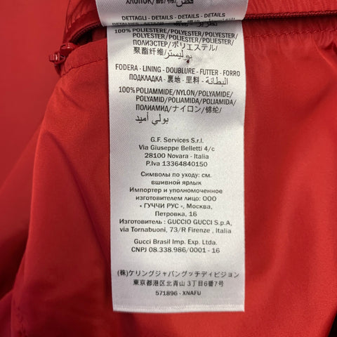 GUCCI Size 36 Oversized Black Red Color Block Lambskin Leather Varsity Jacket