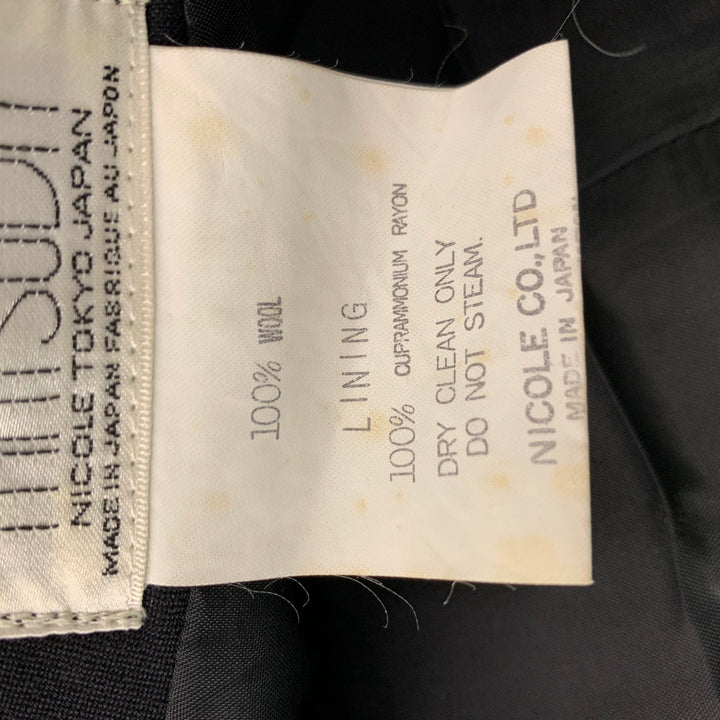 MATSUDA Size S Black Solid Wool Shawl Collar 30 29 Suit