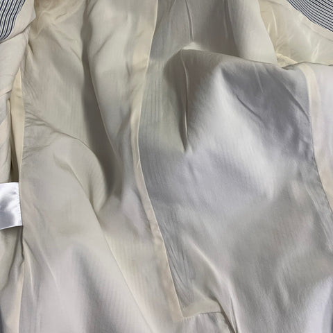 GUCCI Size 4 White Grey Cotton Blend Stripe Single Button Jacket Blazer