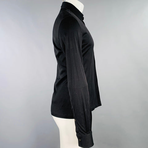 PRADA Size S Black Cotton Spread Collar Long Sleeve Shirt