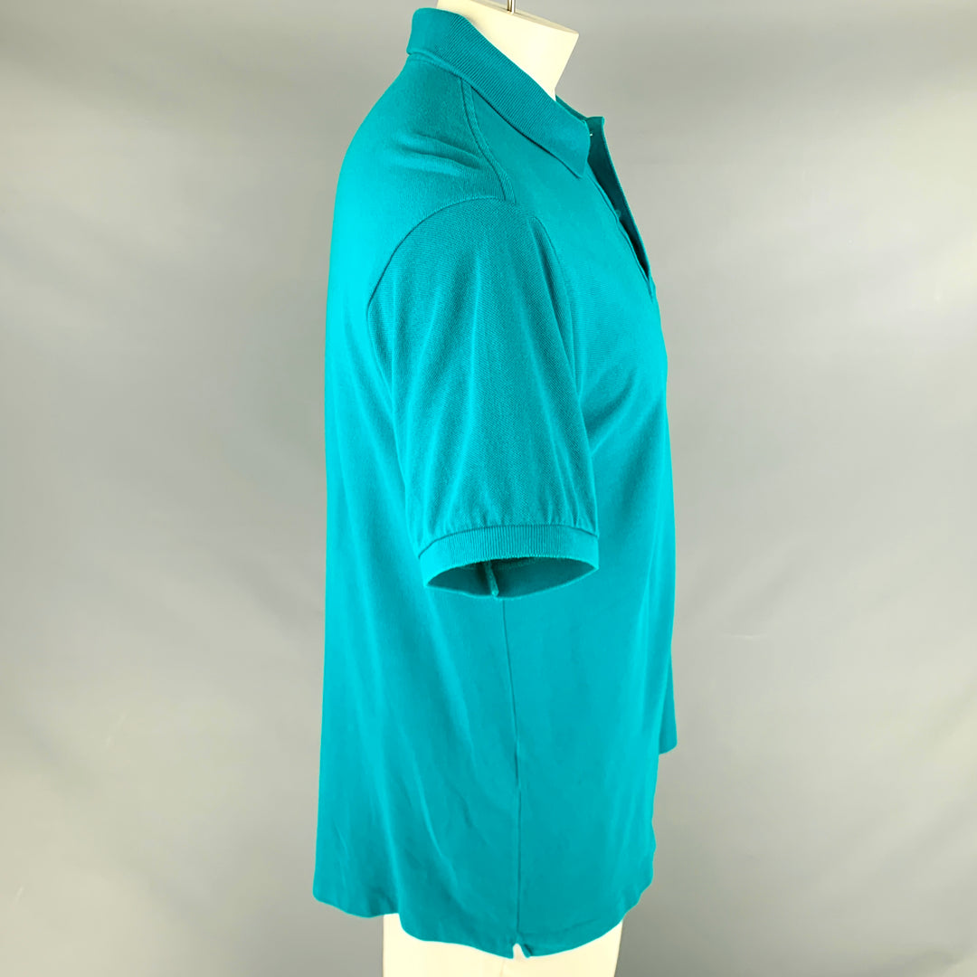 LACOSTE Size XL Aqua Cotton Buttoned Polo