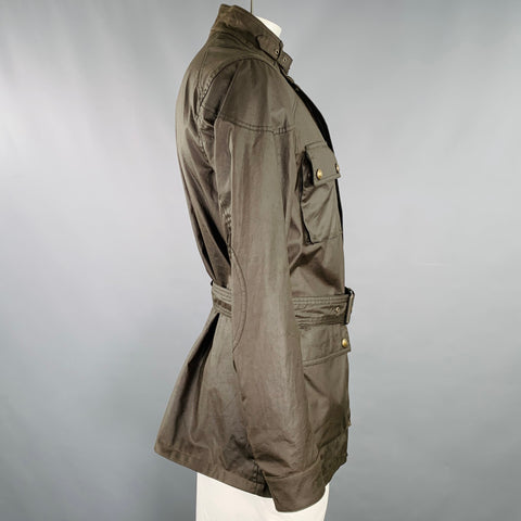BELSTAFF Size 42 Trialmaster Green Olive Coated Cotton Parka Jacket