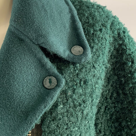 SANDRO Size 3 Teal Polyester Wool Moto Racer Coat