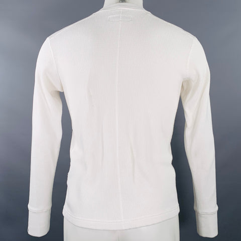 RAG & BONE Size XS White Waffle Knit Cotton Henley T-shirt