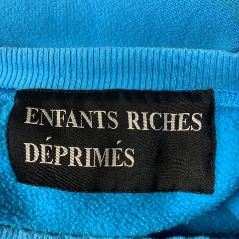 ENFANTS RICHES DEPRIMES SS2017 Size XL Blue Graphic Cotton Crew Neck Sweatshirt
