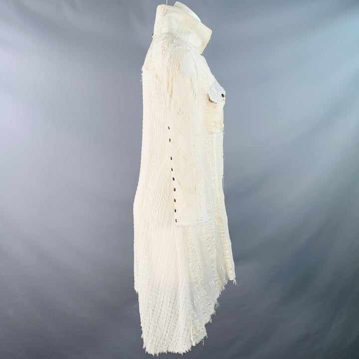 L.G.B Size S Cream Black Polyester Blend Distressed Mini Shirt Dress