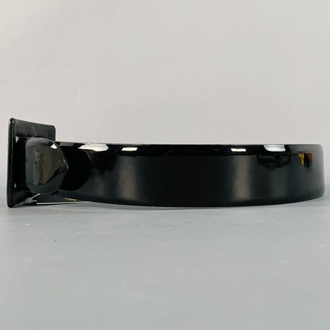 RALPH LAUREN COLLECTION Size S Black Patent Leather Covered Buckle Belt