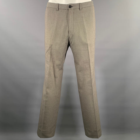 DRIES VAN NOTEN Costume à revers crantés en coton gris et noir Taille 44