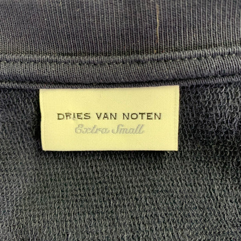 DRIES VAN NOTEN Size XS Navy Black Cotton Contrast Stitch Asymmetrical Dress