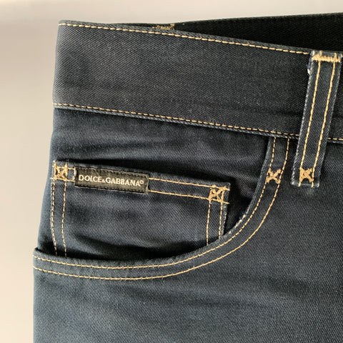 DOLCE & GABBANA Size 30 Navy Indigo Cotton Contrast Stitch Jeans
