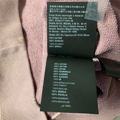 PRADA Size XL Lavender Dark Grey Distressed Cotton Crew Neck Sweatshirt