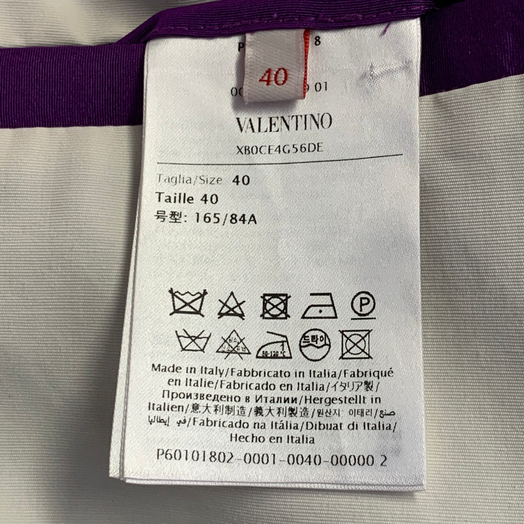 VALENTINO Size 4 Purple Silk Peak Lapel Drawstring Jacket Blazer