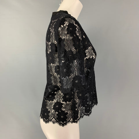 SANDRO Size 2 Black Polyamide Blend Short Sleeve Dress Top