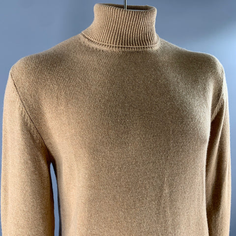 RALPH LAUREN Size XL Camel Knit Cashmere Turtleneck Sweater