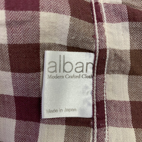 ALBAM Size L Burgundy Brown Checkered Cotton Wool Long Sleeve Shirt