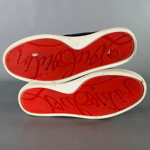 CHRISTIAN LOUBOUTIN Size 6 Black Red Color Block Leather Yacht Loafers