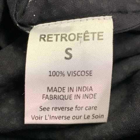 Chemise boutonnée noire en viscose ornée de perles à col étalé RETROFETE Taille S