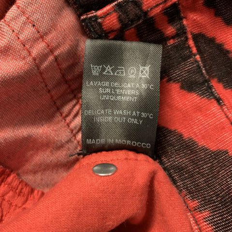 ISABEL MARANT Size 4 Red Black Cotton Blend Animal Print Straight leg Jeans