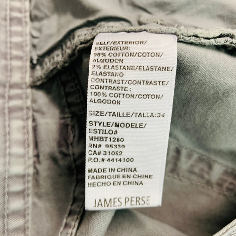 JAMES PERSE Size 34 Grey Wash Cotton Jean Cut Casual Pants